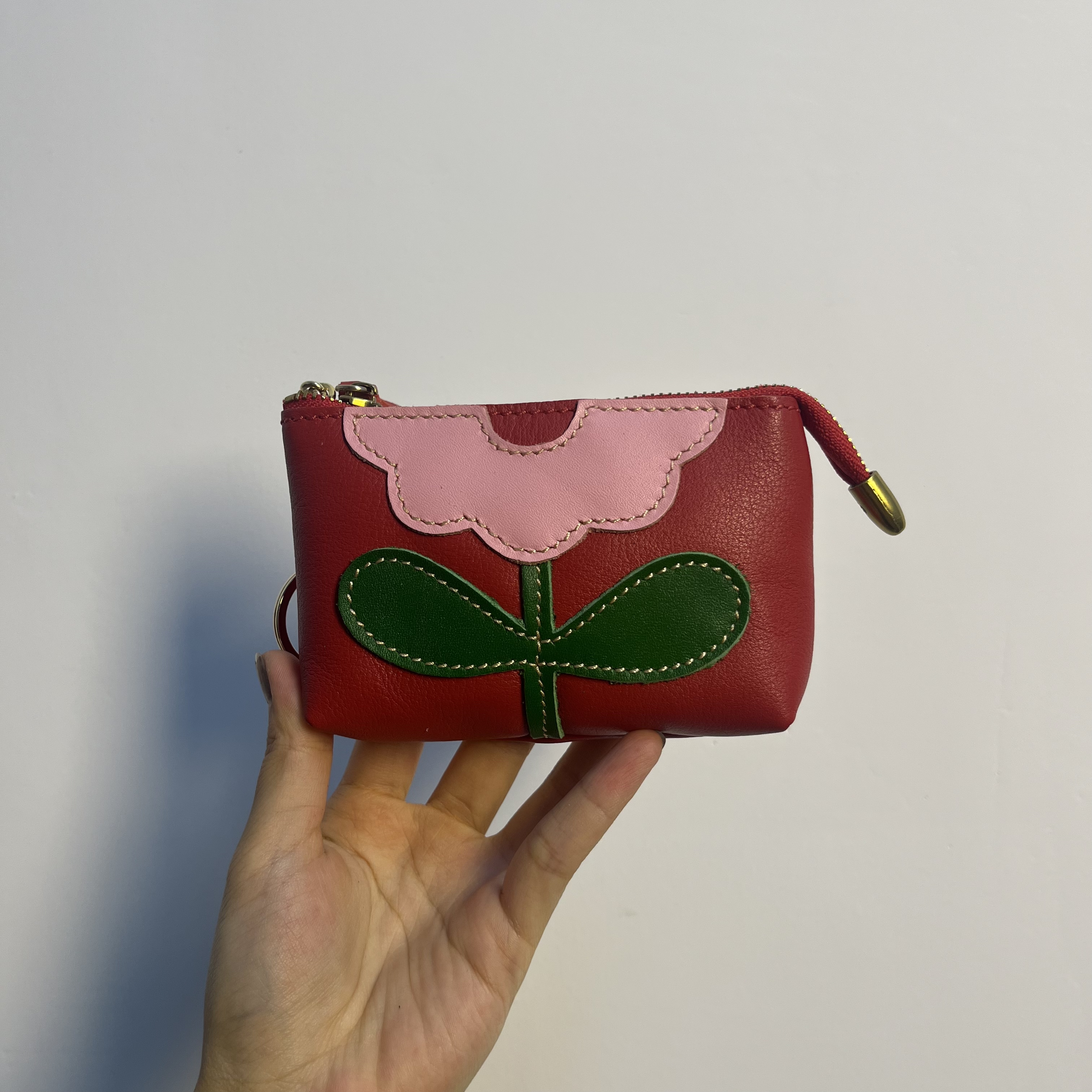 原创设计真皮花朵手拿包