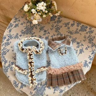 秋冬狗狗泰迪犬衣服小体熊博美保暖可爱宠物猫猫咪加绒加厚棉裙