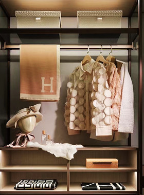 轻奢样板间衣帽间摆件售楼处女士衣柜衣服帽子围巾组合套软装饰品