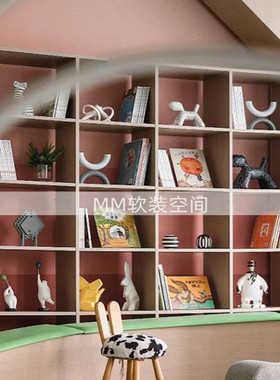 简约现代样板间儿童房软装摆件售楼处儿童区柜子书架创意搭配摆设
