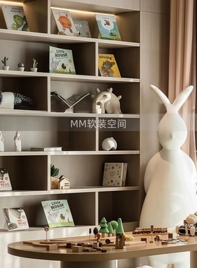 简约样板间儿童房桌面玩具套装摆件儿童区柜子漫画书组合软装饰品