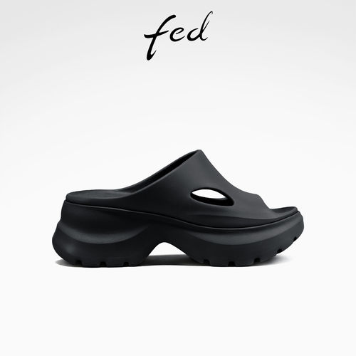 fed女夏厚底增高镂空超轻一字拖