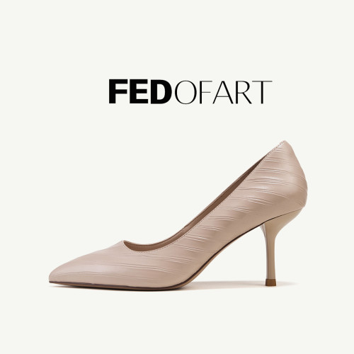 fed羊皮尖头细跟通勤高跟单鞋女