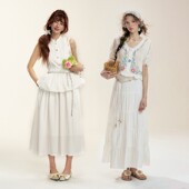 IHDXD 南法半裙 白半裙 无袖 上衣