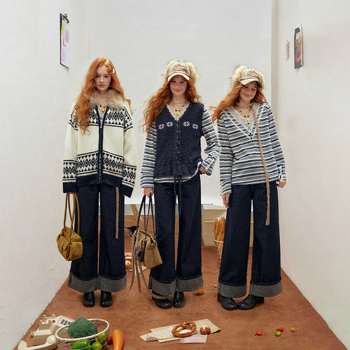 【所有女生的衣橱直播间】IHDXD 提花毛衣/横条长袖/马甲/牛仔裤