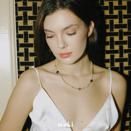 waki 冲绳假期 Okinawa Vacay 银色系叠戴度假手工串珠项链