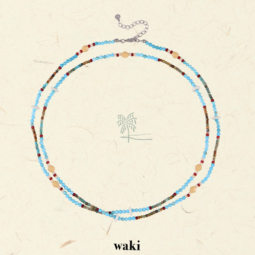 waki 乌鲁瓦图 Uluwatu 长款蓝色系海洋感毛衣链串珠项链