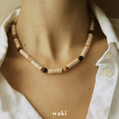 waki 砂砾果实 Sandy Fruit 蛋白石拼色天然度假感手工串珠项链