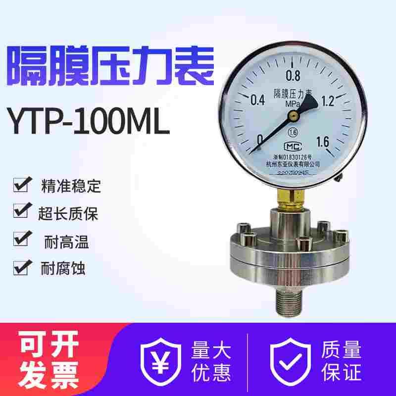 东亚仪表0.6/1/1.6/2.5/4/6/10MPA不锈钢耐震膜盒压力表YTP-100ML