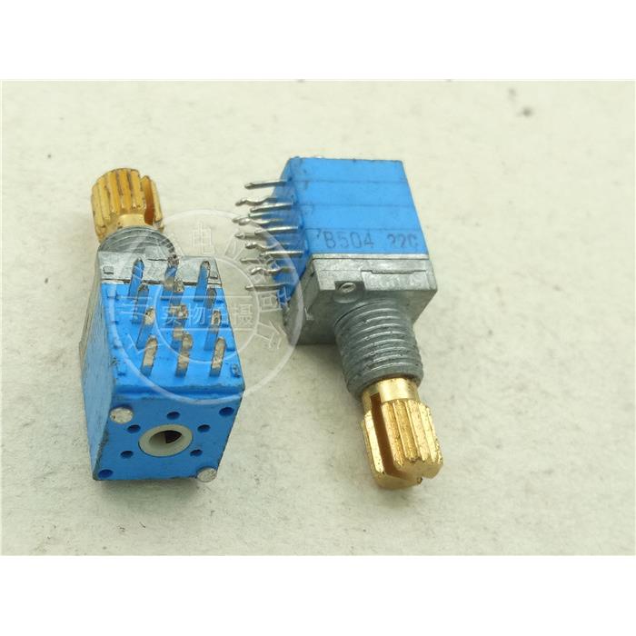 日本TOCOS 精密四联电位器 B500K 铜柄长15MM花  带步进40点