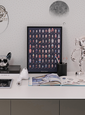 轻奢现代样板间儿童房摆件软装外星人机器人主题笔筒套装组合