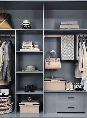 轻奢卡其色样板间衣帽间
