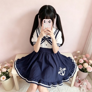 夏日海洋海军风可爱软妹学院风连衣裙水手服洛丽塔公主裙lolita裙