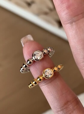法国cherry kitty中古风泡泡圆指s925银复古轻奢设计感叠戴百搭