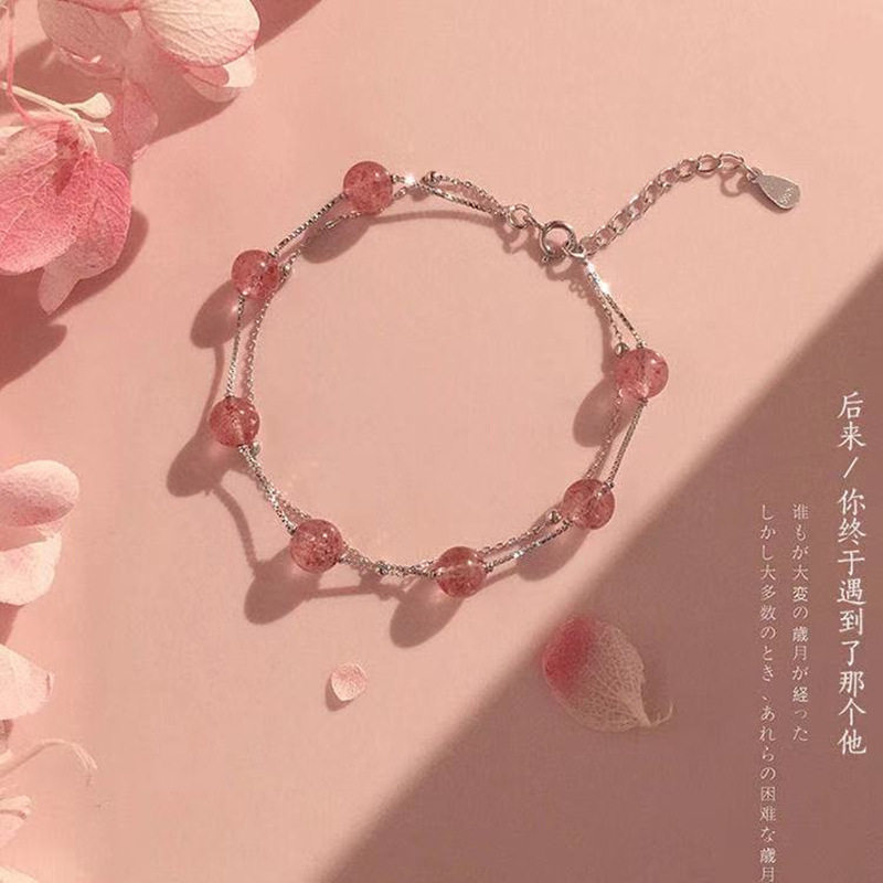 法国CoopKoop水晶草莓晶手链个性森系招桃花手环粉ins小众设计送