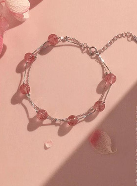 法国CoopKoop水晶草莓晶手链个性森系招桃花手环粉ins小众设计送