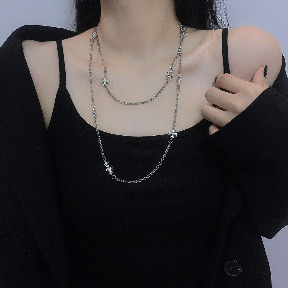 法国chrry koop复古暗黑风项链亚文化哥特风长款镶钻毛衣链小众