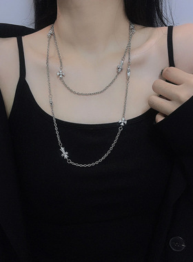 法国chrry koop复古暗黑风项链亚文化哥特风长款镶钻毛衣链小众