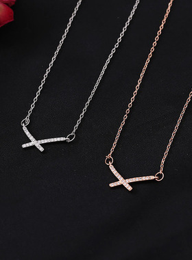 法国coopkoop精致锆石交叉项链简约潮ins个性高级感冷淡风锁骨链