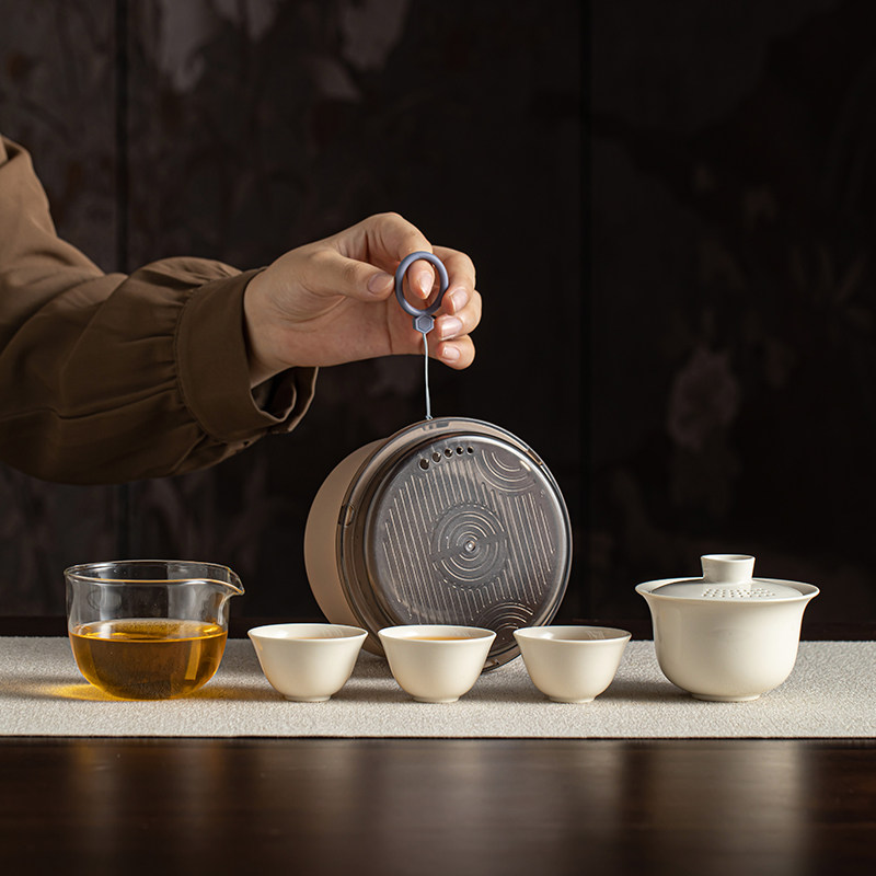 简约功夫茶具旅行便携式陶瓷茶具套装旅行茶具套装方便携带礼品