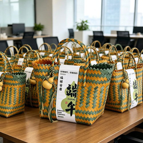26新款端午伴手礼盒粽子礼盒咸鸭蛋团购藤编手提端午节送员工客户