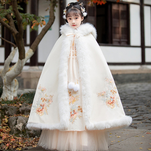 汉服女童冬款古风儿童古装加厚过年唐装2023新款中国风拜年服冬季