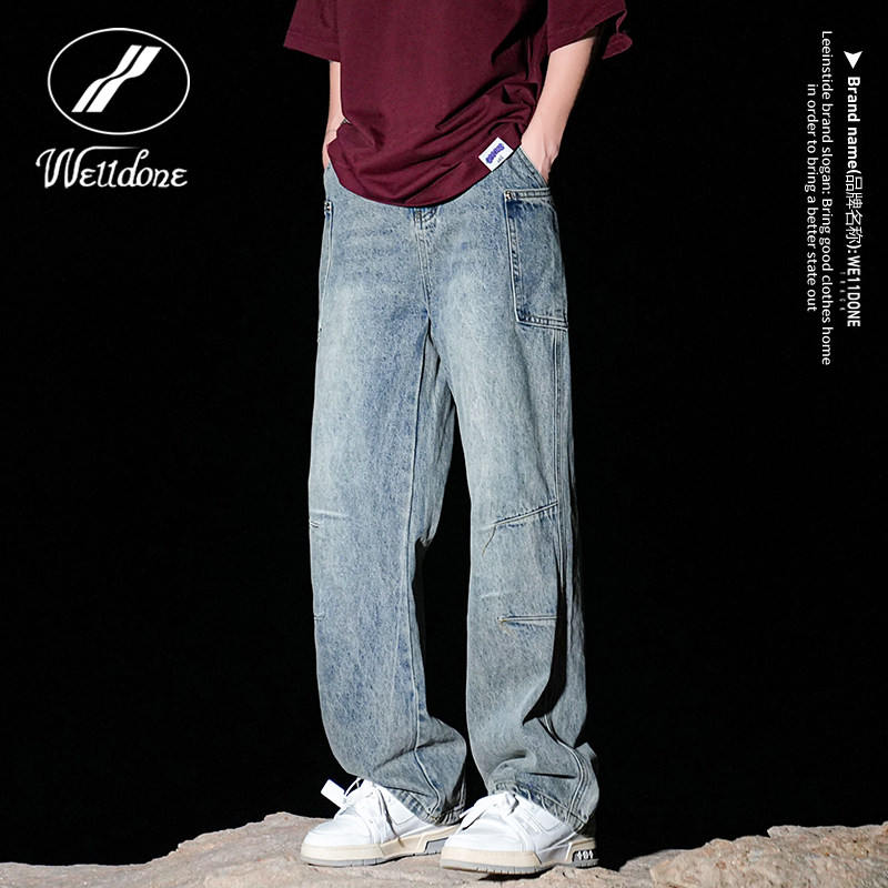 WE11DONE美式复古高街牛仔裤男