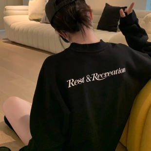 秋季卫衣RestandRecreation小众套头情侣女韩国圆领潮牌宽松上衣