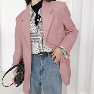 小西服韩版简约春秋季西装女2024气质休闲外套上衣卡其色女士套装