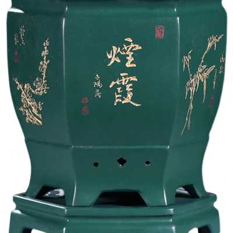 精品紫砂花盆大号带托盘六方君子兰盆室内透气墨兰建兰盆高档花盆