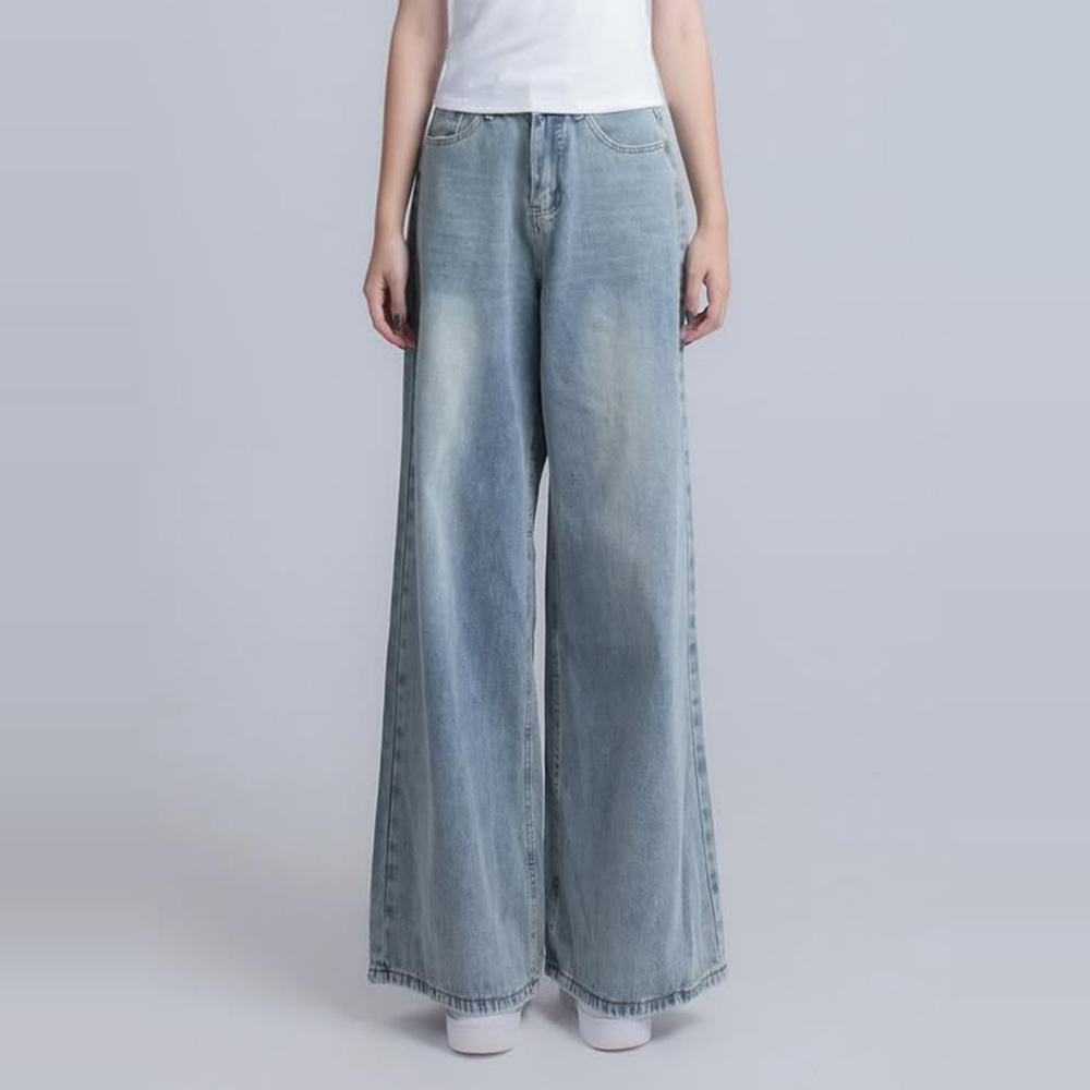 春夏浅蓝色美式休闲百搭阔腿裤