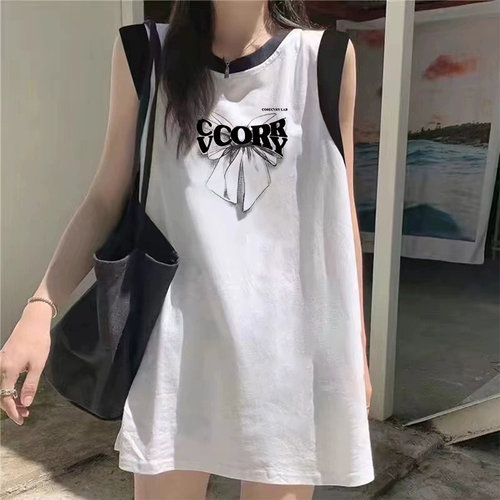 运动吊带背心女夏无袖t恤外穿球衣bf学生纯棉中长款篮球服ins潮