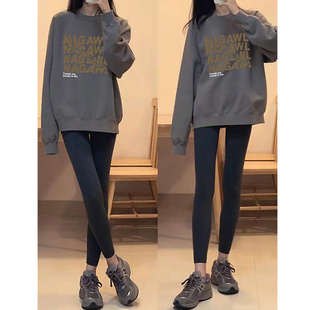 高级灰色大款卫衣女盖屁股oversize小众高街潮牌ins圆领加绒加厚