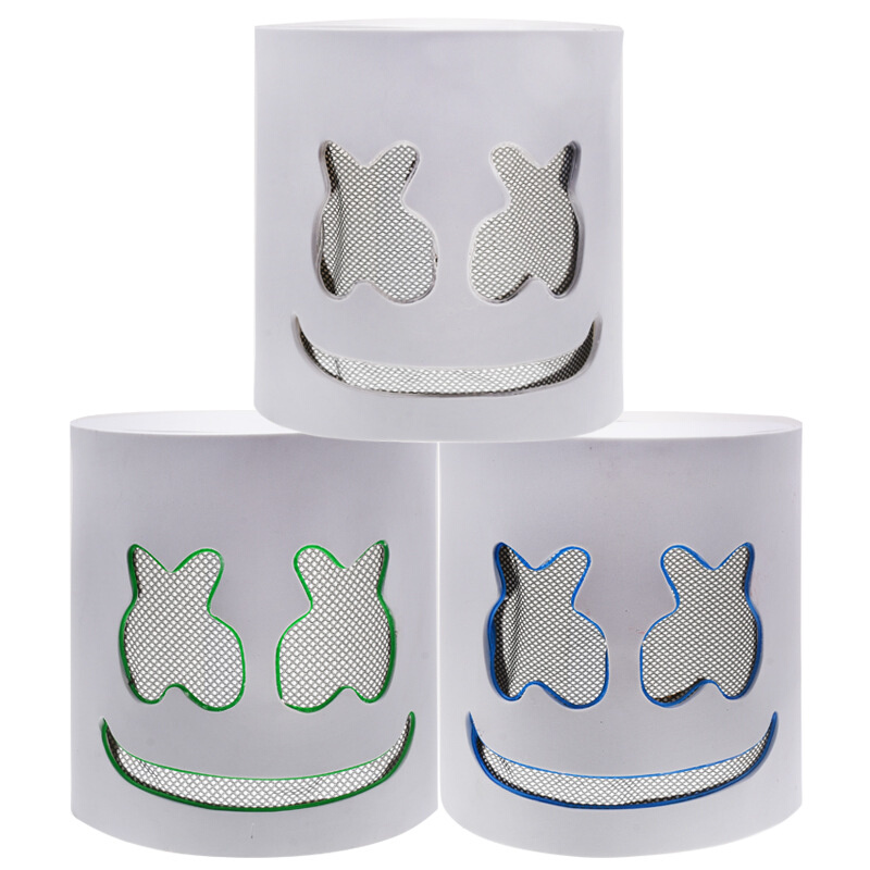 led发光棉花糖dj面具头套marshmello头盔百大电音节酒吧蹦迪道具