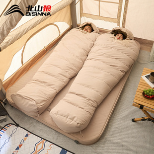 北山狼户外白鸭绒露营防寒木乃伊式羽绒睡袋成人冬季加厚防寒保暖