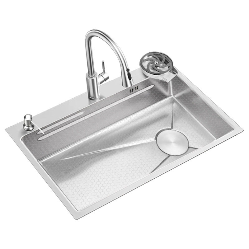 SUS304不锈钢大单槽加厚大容量水槽蜂窝纹洗菜盆厨房洗碗池台上盆,家装主材,水槽下水器,淘宝优惠券,粉丝福利购,淘宝优惠卷