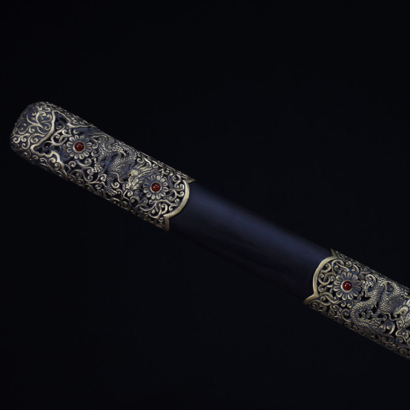 龙泉市刀剑花纹钢传统工艺品唐横刀乌木防身冷兵器一体长剑未开刃,金属材料及制品,其他金属制品,淘宝优惠券,粉丝福利购,淘宝优惠卷