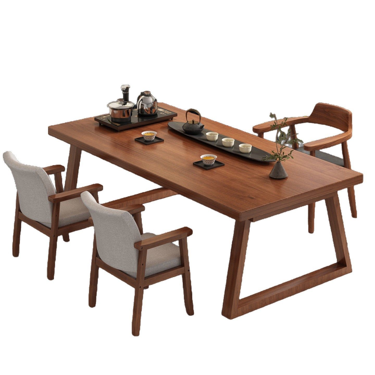 茶桌客厅家用新中式泡茶台2026新款实木腿大板茶桌椅组合一桌五椅,住宅家具,家用茶台/茶桌,淘宝优惠券,粉丝福利购,淘宝优惠卷