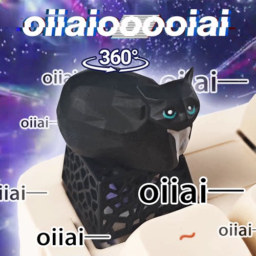 旋转黑猫键帽创意键帽机械键盘esc立体键帽镂空透光键帽客制化