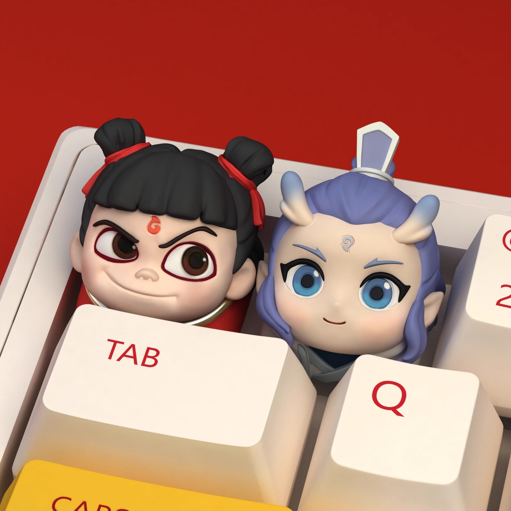 魔童哪吒键帽 创意键帽 敖丙树脂键帽机械键盘立体按键帽客制化