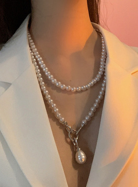 奥特莱斯撤柜新款轻奢小众设计感长款项链女百搭简约冷淡风西装斜