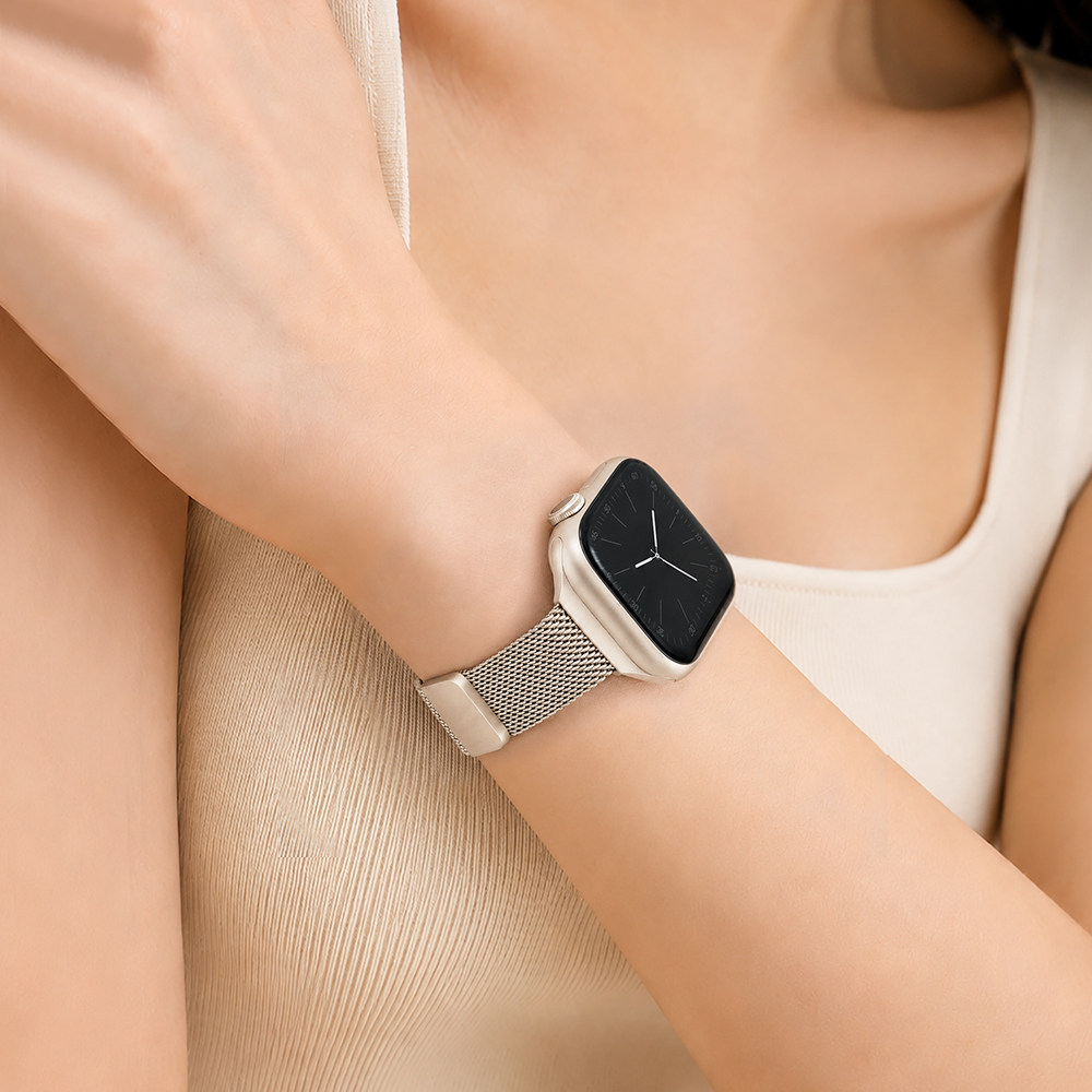 适用苹果手表表带女款apple watch精钢米兰尼斯手表带iwatchS11磁吸ultra3/10/9/8/7/SE小蛮腰金属不锈钢腕带图片
