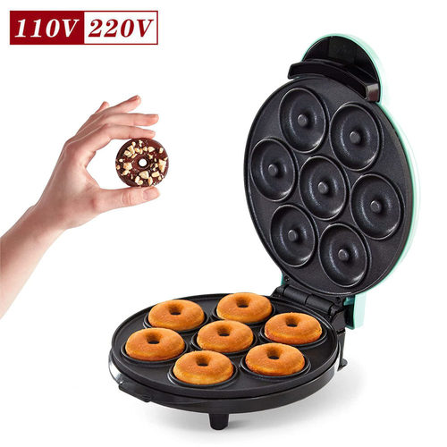跨境七孔美规迷你甜甜圈圆饼机 不粘涂层蛋糕机早餐机Donut Maker