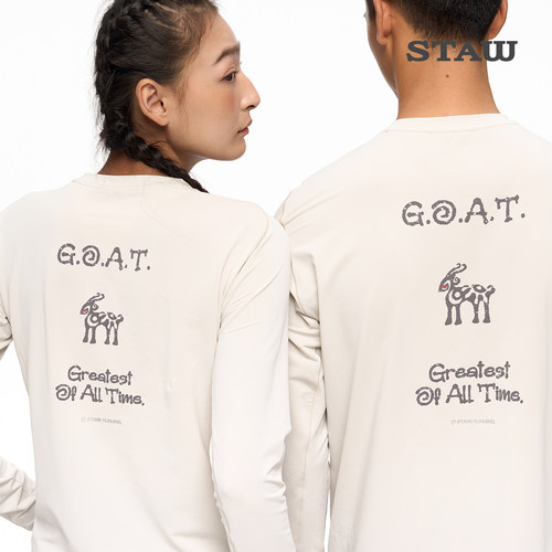 STAW世拓羊年限定羊时GOAT跑者印花长袖T恤马拉松运动跑步速干衣T