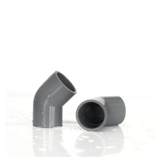 台塑PVC45度弯头 UPVC管 国标PVC水管配件 给水半弯63 75 90 110