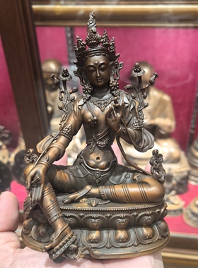 绿度母/度母/度姆/卓玛/15cm 紫铜佛像梵天藏传佛堂供奉摆件