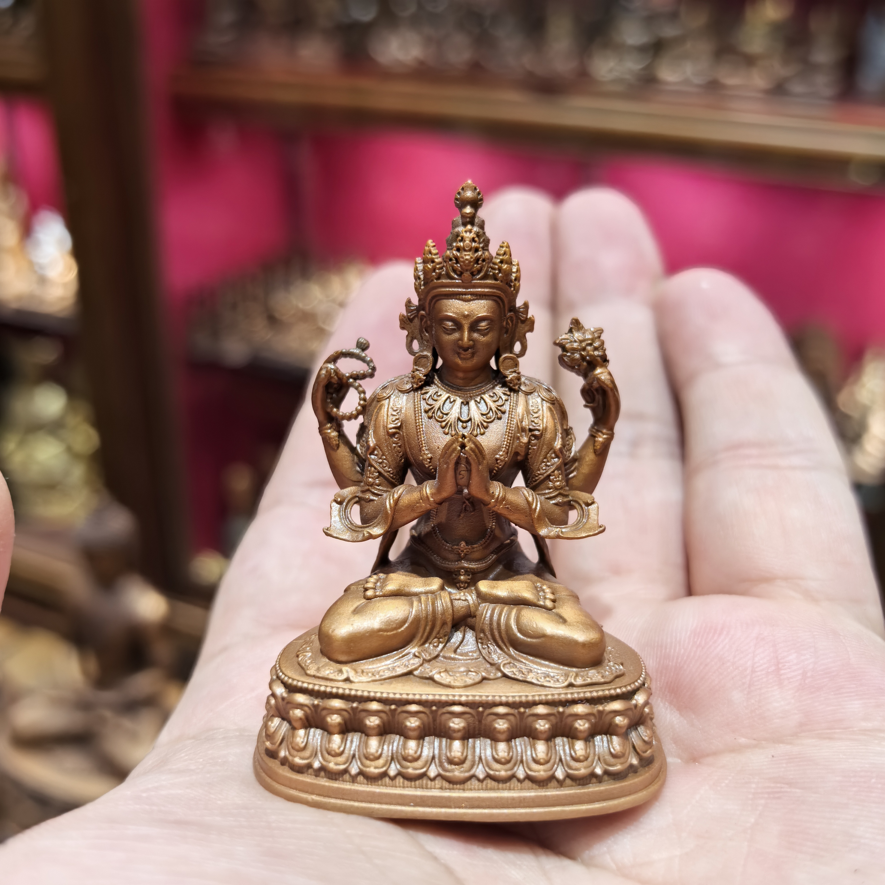 四臂观音/奇木格/结热兹恰协哇/随身佛/5cm紫铜佛像梵天造像摆件