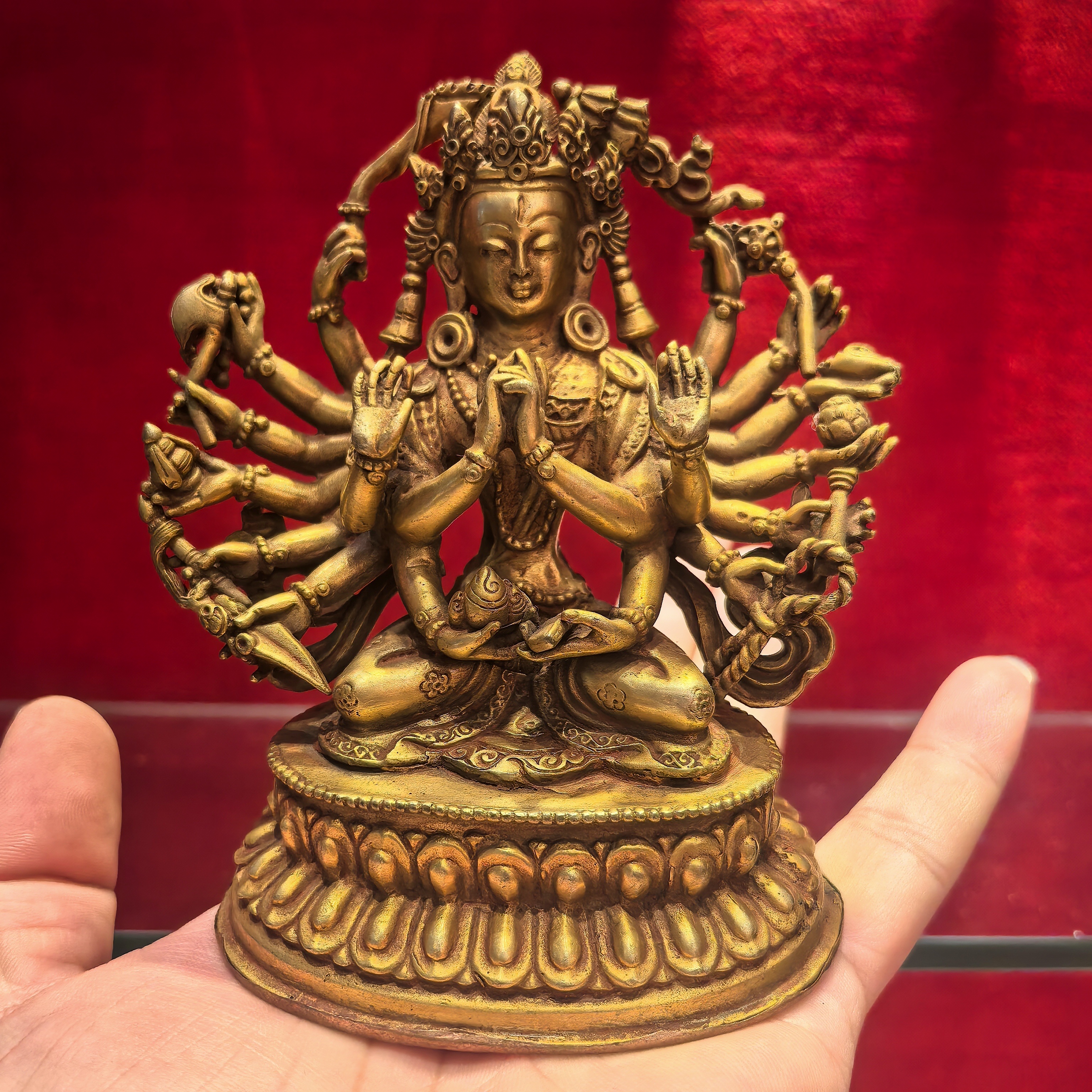 准提佛母/准提菩萨/准提菩萨像尼泊尔鎏金佛像佛堂摆件