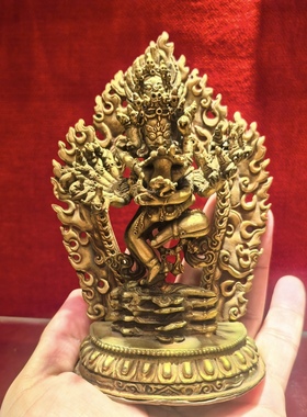 喜金刚/杰巴多杰/多吉/饮血金刚13.7cm 尼泊尔鎏金佛像佛堂摆件