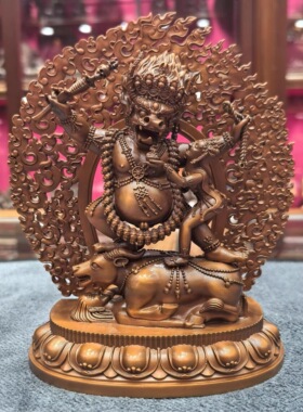 俱誓法王/阎罗王/阎魔护法/曲杰/阎魔敌/却甲/地狱主15cm紫铜佛像